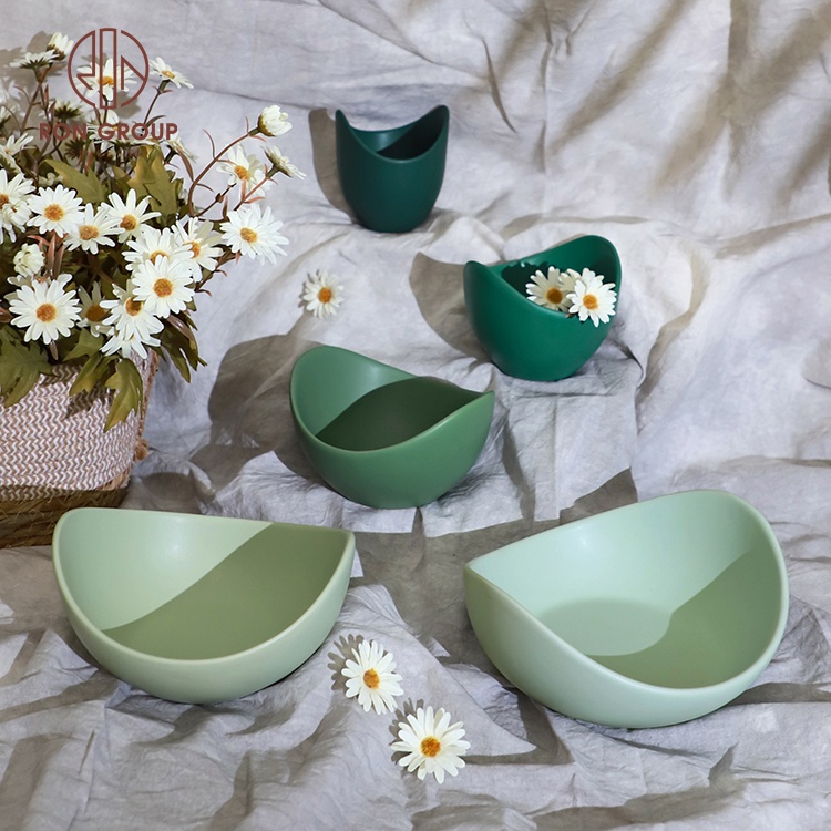 Nordic lotus shaped dishes crafts plate pastry fruit green storage creative ornaments restaurant party event bowl set ceramic