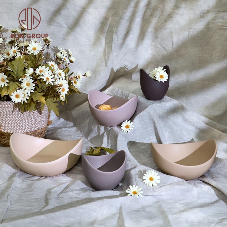 Nordic Style High Quality Desktop Storage Creative Soft Decorative Lotus Shape Bowl Dinnerware Set Fruit Purple Ceramic Tray