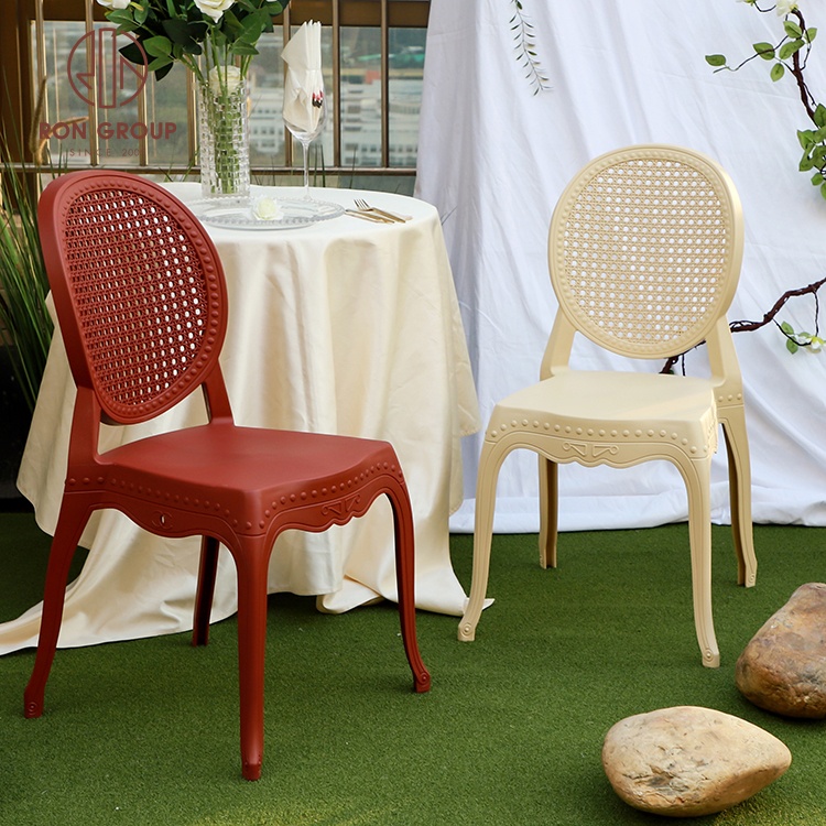 Factory supply new design plastic round backrest cheap price outdoor stackable banquet dinning for chairs event wedding party
