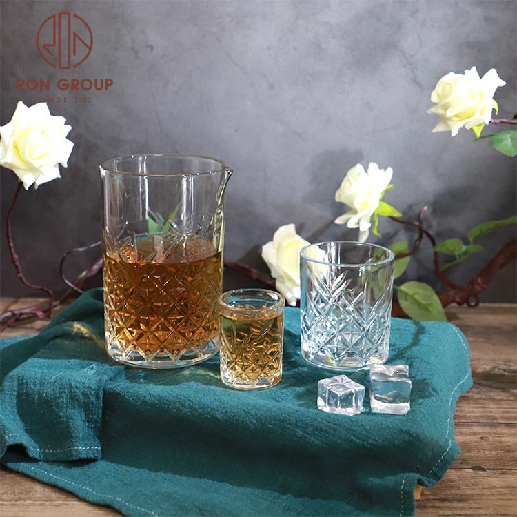 High end wholesale transparent glasses wine custom drinking juice beer cup creative ripple whisky glass set