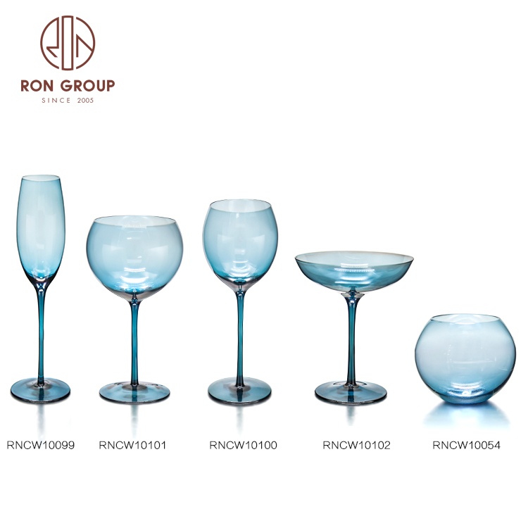 Hot Selling Products 2025 Restaurant Hotel Party Vintage Glassware Handmade Retro Colored Amber Glass Sets Wine Glasses Goblets