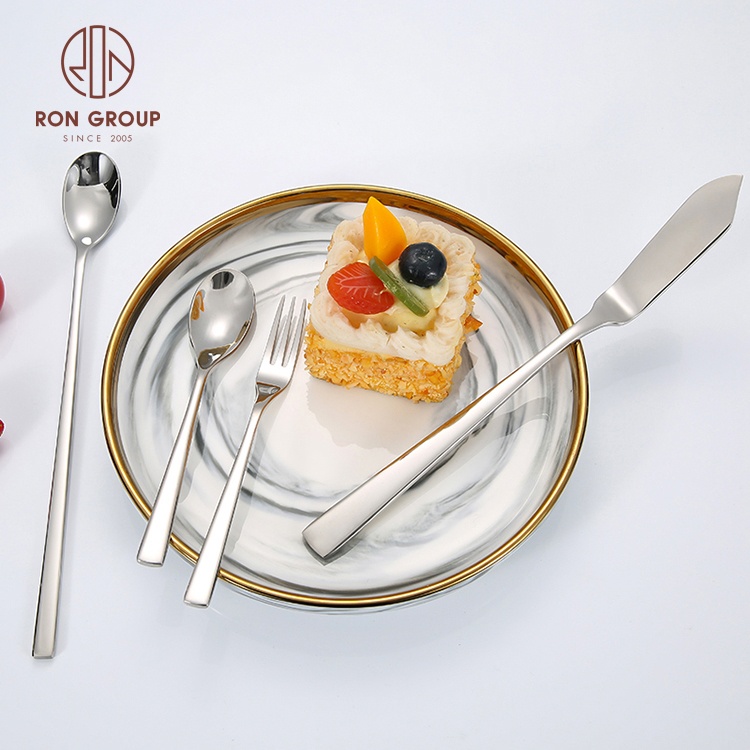 High Quality Stainless Steel Square Handle Flatware Hotel Banquet Restaurant Knife Spoon Fork Silver Cutlery Silverware Set