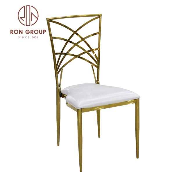 Wholesale Luxury Event Party Banquet Hotel Furniture Stainless Steel Golden Metal Frame Tiffany Chiavari Dining Wedding Chairs