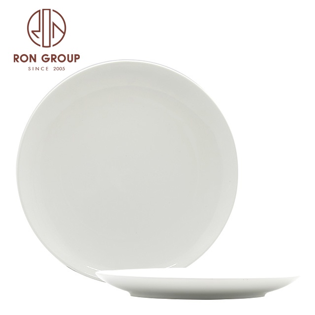 High Quality Wedding Hotel Catering Dishware Dinnerware Sets Matte White Round Crockery Porcelain Ceramic Dinner Ceramic Plates