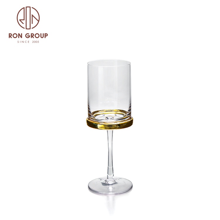 6oz OEM Wedding Banquet Hotel Drinkware Glassware Lightweight Clear Thin Stem Flutes Goblet Rose Gold Cylinder Champagne Glasses