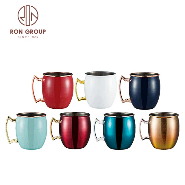 Wholesale OEM Vodka Bar Pub Nightclub Barware Set Stainless Steel Hammered Moscow Mule Cup Wine Whiskey Cocktail Beer Copper Mug