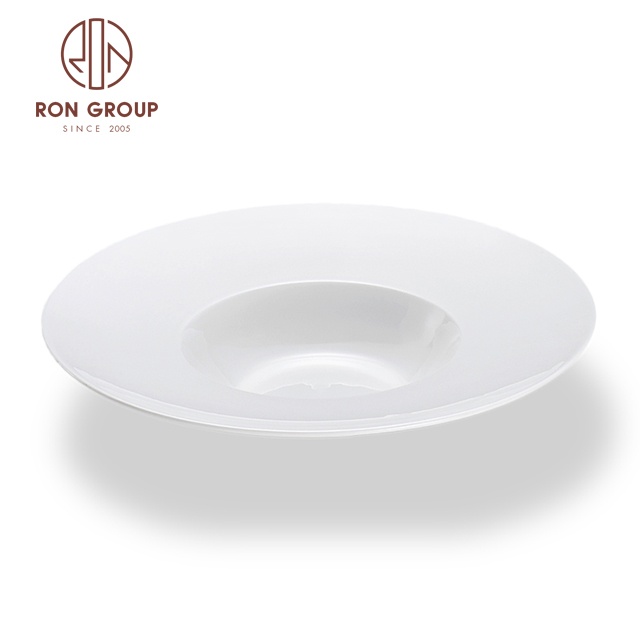 11.5 Inch Bone Hotel Wedding Deco Tableware Dishware Dinnerware White Round Porcelain Tray Pasta Salad Plates Ceramic Soup Bowl