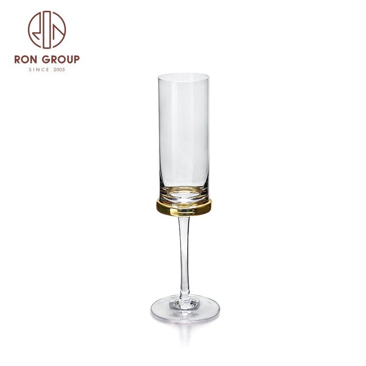 Custom Lead Free Crystal Thin Stem Hand Blown Transparent Champagne Clear Drinkware Glassware Flutes Gold Long Stem Glass Cups