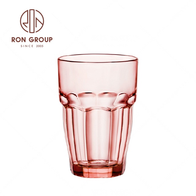 Lead Free Restaurant Drinkware Glassware Reusable Coffee Juice Beer Wine Whiskey Stemless Color Tempered Tumbler Glass Cup