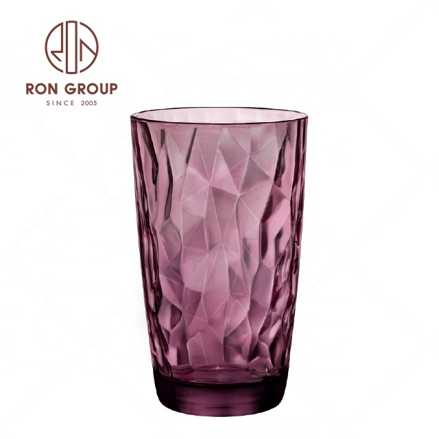 China Manufacturer Diamond Design Wedding Drinkware Glasses Tumbler Handmade 10oz Colorful Beer Wine Water Juice Glass Drink Cup