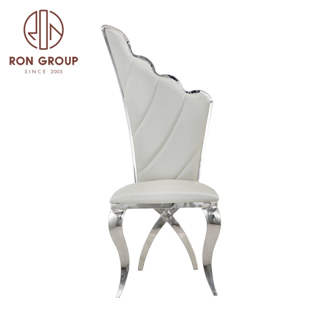 New arrival stainless steel dining chair luxury high back leather chair used event wedding banquet decor chairs for sale