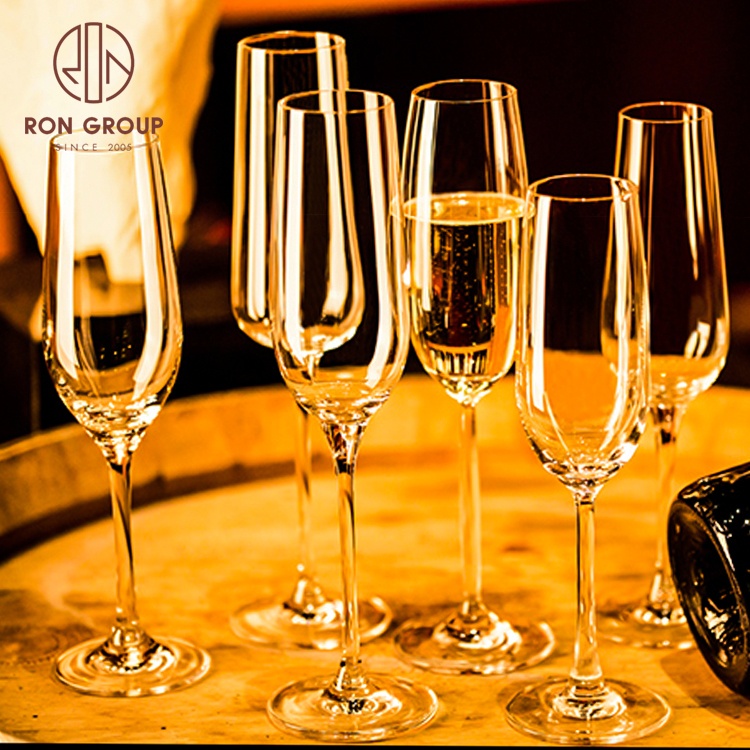 Elegant Transparent Stemware Round Flute Water Champagne Clear Glasses Crystal Goblet Glassware Set Wine Glass for Wedding