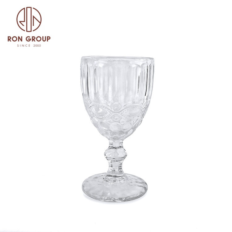China Manufacturer Sell Reusable Vintage Red Wine Small Pressed Engraved Colored Red Wine Glass Cup for Wedding Party Decoration