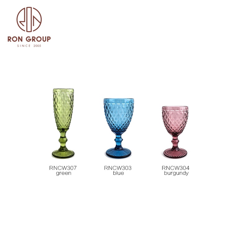 wholesale colorful glassware high quality 120ml small capacity glass cup light luxury wedding vintage colored champagne goblets