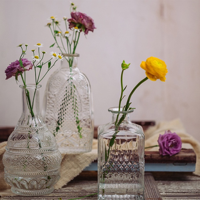 Wholesale Factory Supplies Cheap Tall Cylinder Round Nordic Wedding Clear Home Decor Design Flower Bottle Glass Vase