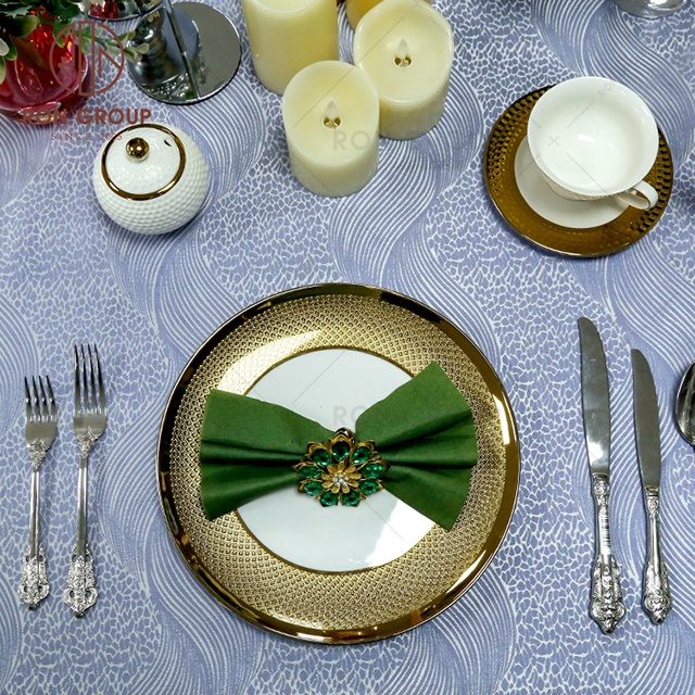 christmas party plates set porcelain dinnerware with gold plated rimmed white color ceramic round pasta wedding dinner plate