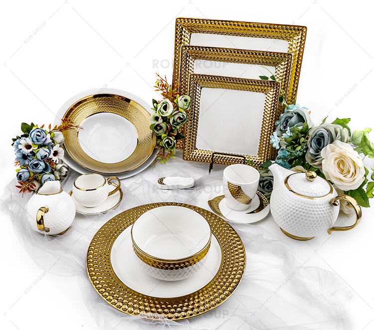 china factory fashion luxury gold plated dinner ceramic rice bowl custom handmade bowls set gold porcelain bowl for wedding