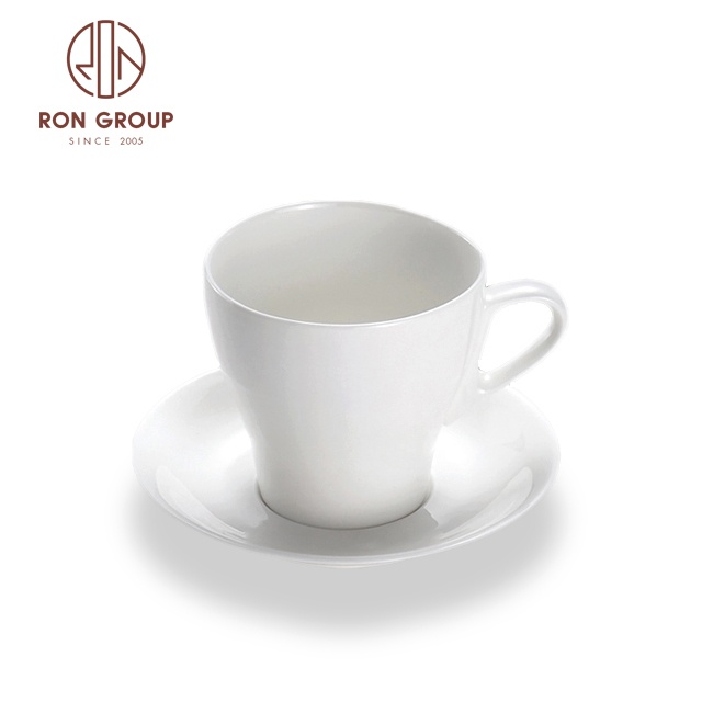 Modern Restaurant Hotel Use custom logo catering white Porcelain ceramics espresso Coffee Cup Set with saucer