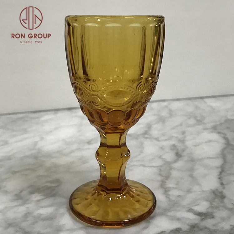 Factory Price 200ml 300ml Wedding Hotel Drinkware Glassware Lead Free Vintage Water Red Wine Drinking Cup Colored Amber Goblets