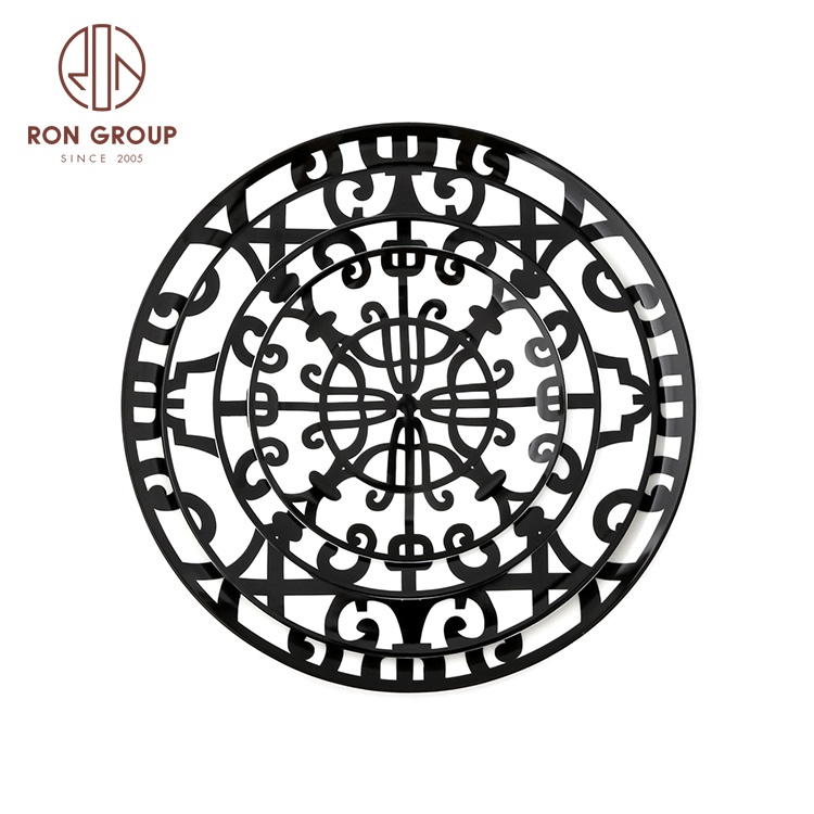 Cheap Price Restaurant Hotel Wedding Black Charger Dinner Porcelain Ceramic Plates Bone China Dinnerware with Beauty Flowers