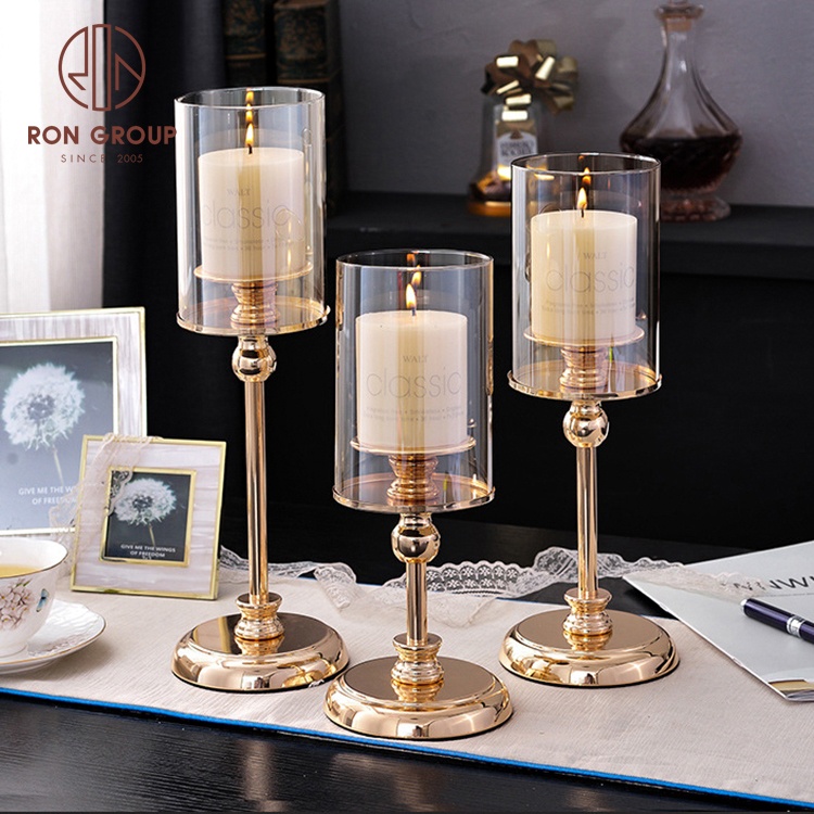 wedding home decoration candlestick metal christmas glass candle holders long stem gold candlestick holder set