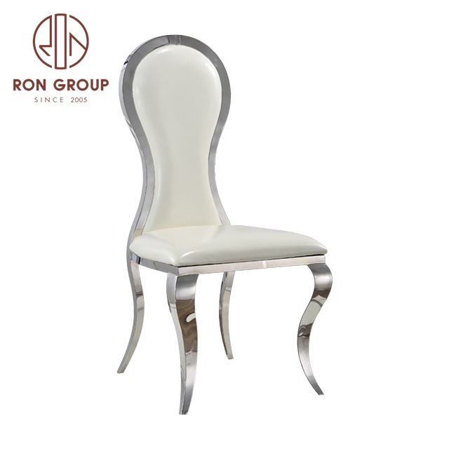 popular sales silver color stainless steel free sample table and chairs party banquet tianjin wedding hotel luxury dining chair