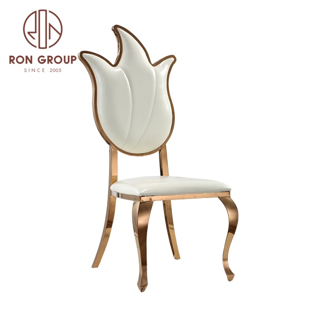 Low price good quality party events hotel stackable leather gold stainless steel dining chair for wedding banquet decoration