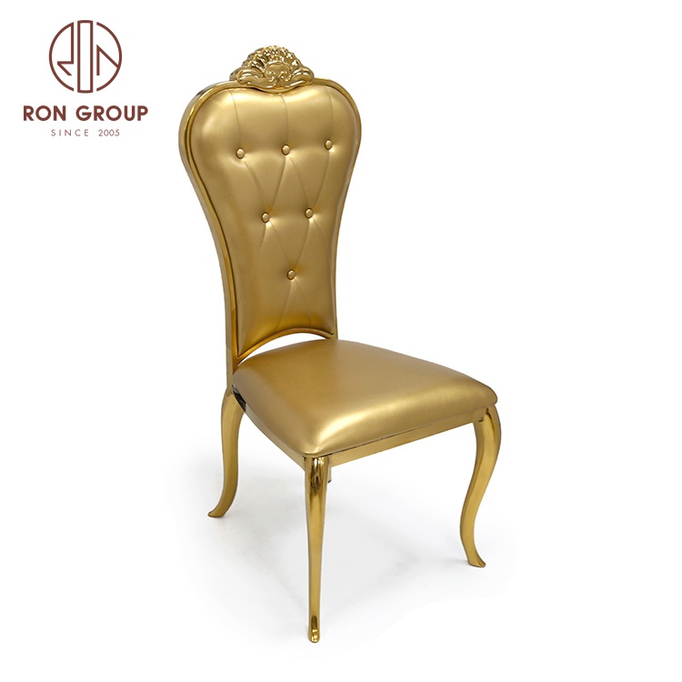 Banquet Pu Leather Dining Stainless Steel Dining Modern Back Floral Designs Gold Wedding Chairs