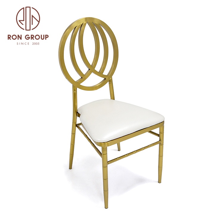 Cheapest High Quality Wholesale Round Back Gold Metal Wedding Tiffany Chiavari Phoenix Chairs For Hotel Wedding Banquet