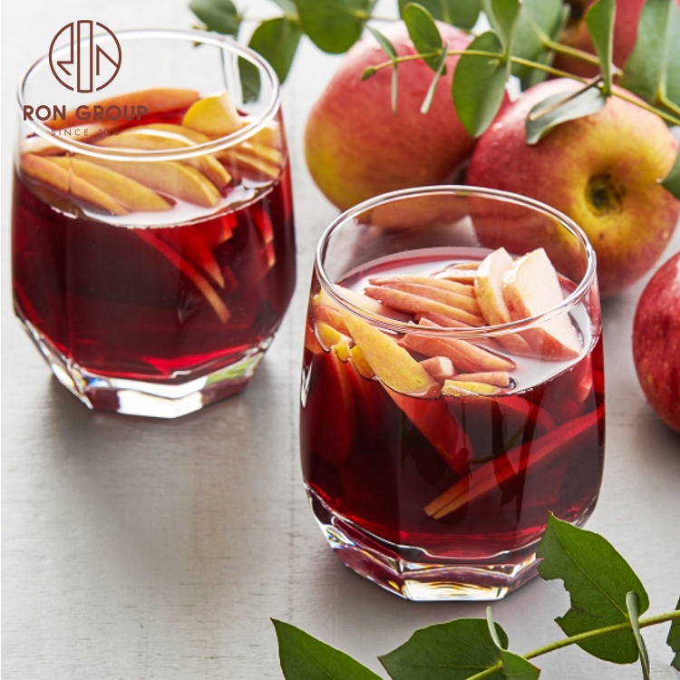 High quality durable light luxury hexagonal diamond shape cup lead-free glass mug whiskey crystal stemless wine glasses