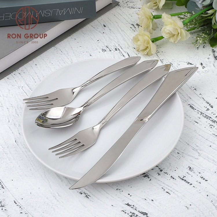 Wholesale silver high quality stainless steel flatware hot selling modern style wedding hotel dining tableware cutlery set