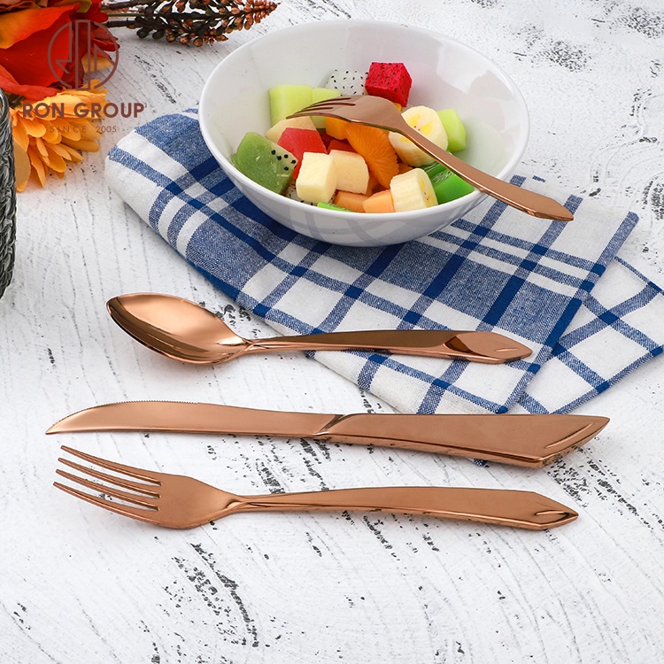 Wholesale from Direct Factory Rose Gold Knife Flatware Table Dinnerware Pointed Head Spoon Forks Stainless Steel Cutlery Set