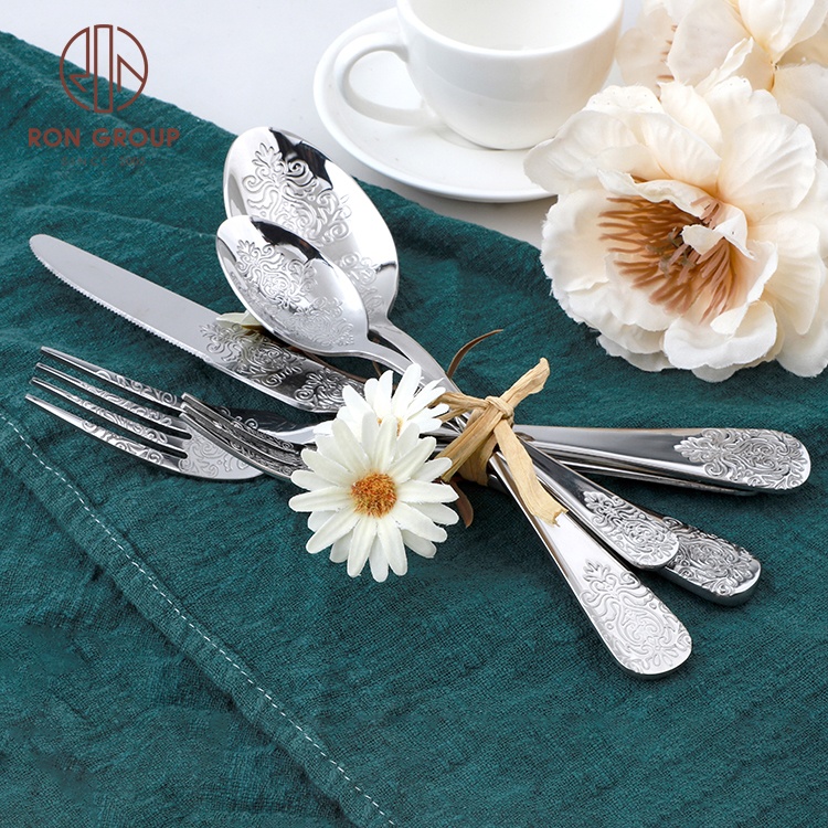 Flatware latest dinner wedding popular design restaurant tableware cutlery luxury high quality stainless steel silverware sets