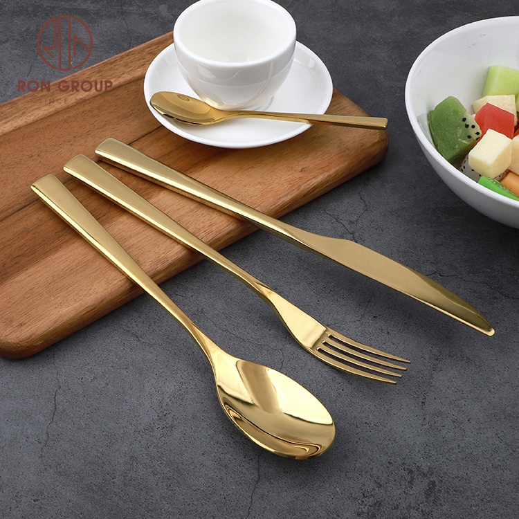 Luxury wholesale spoon fork knife wedding event tableware silverware set stainless steel high quality flatware gold cutlery