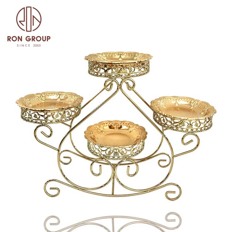 European style new wrought birthday party display multi-layer tray wedding 4 tier metal pastry dessert cake stands for events