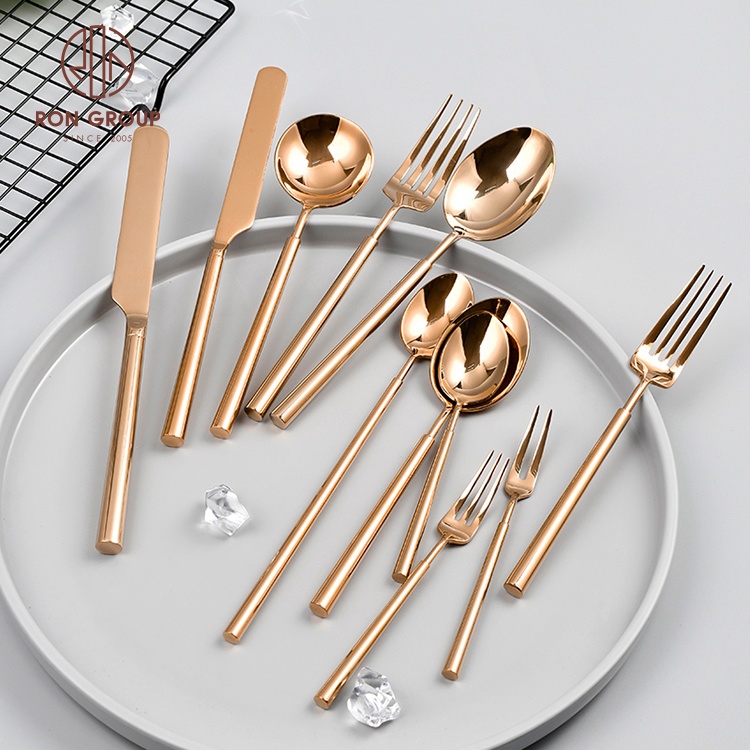 High Quality Restaurant Event Banquet Knife Fork Spoon Stainless Steel Silverware Rose Gold Cutlery Flatware Sets