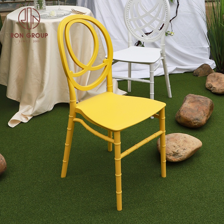 Hot Sale Polypropylene Water Proof Phoenix Restaurant Simple Style Stackable Yellow Wedding Outdoor Plastic Chairs For Events