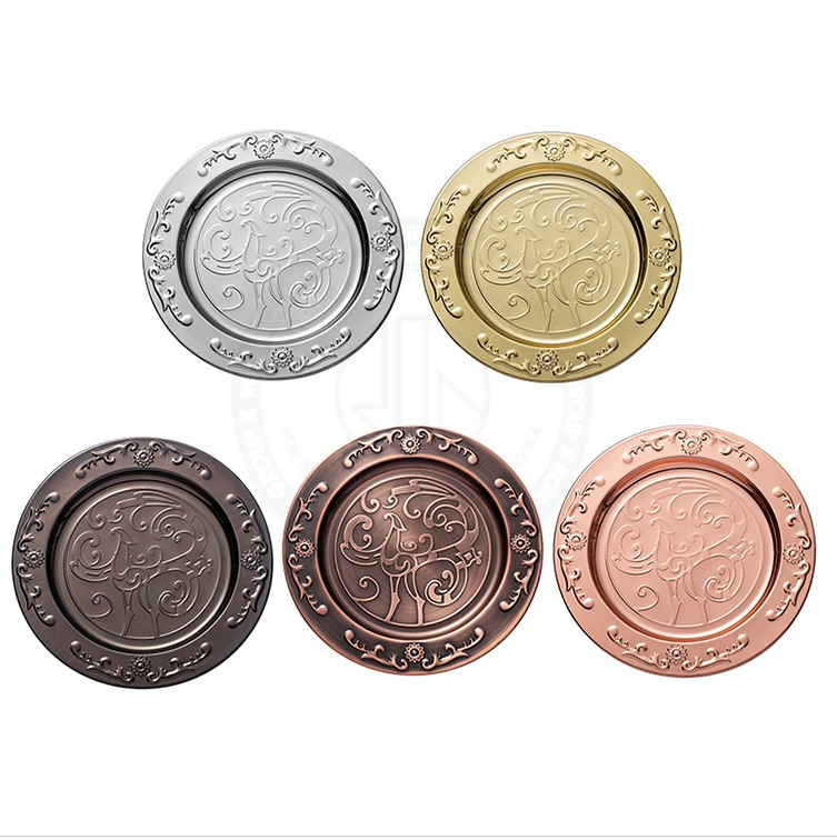 Wholesale Embossed Metal Charger Plates | Luxury Wedding Banquet Decorative Dinnerware