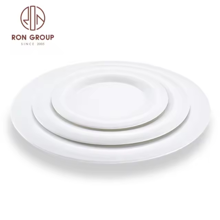 White Round Bone China Dinner Plates for Hotel, Banquet & Wedding Service