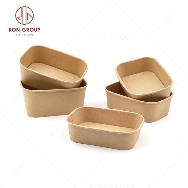 Wholesale modern Restaurant cafe takeaway eco-friendly kraft paper rectangle disposable lunch box
