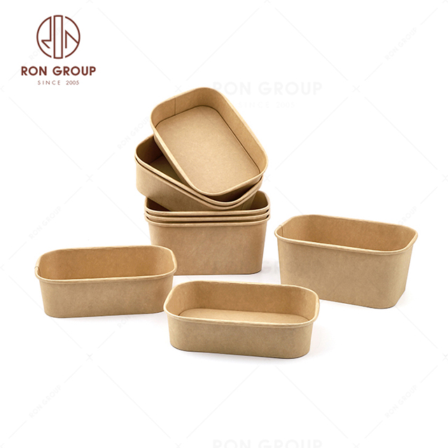 Hot sale cheap restaurant Environmentally friendly kraft paper rectangular disposable lunch box