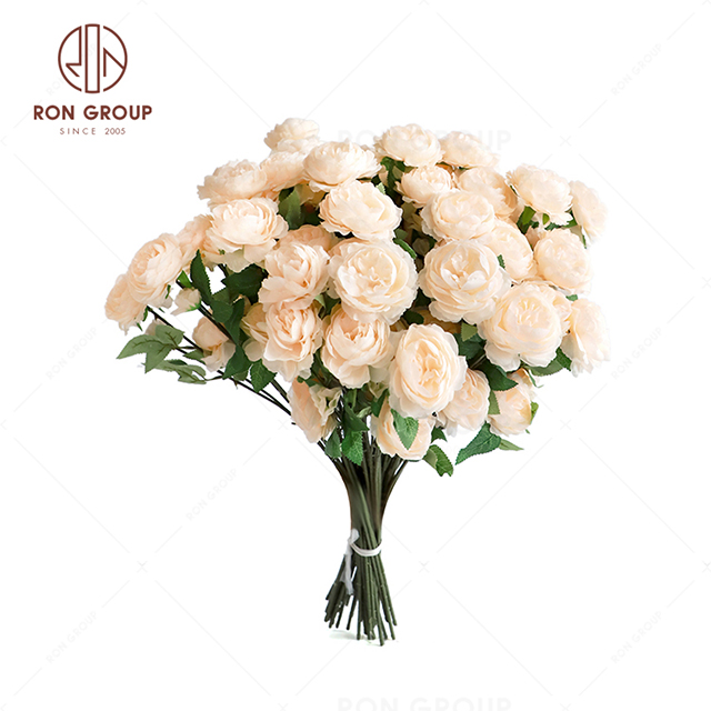 Wholesale cheap price good quality hotel restaurant wedding banquet decoration artificial plant romantic champagne rose