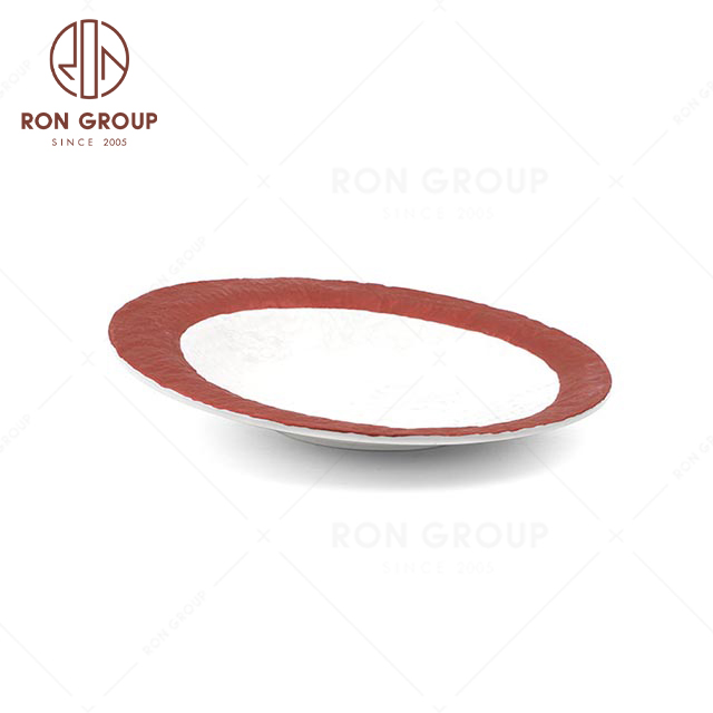 Hot sale wedding banquet restaurant Rose gold Thousands of rock grain diagonal plate ceramic plate