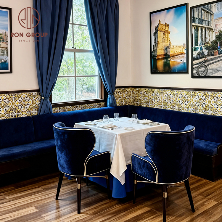 Luxury Velvet Banquet Seating Set with Dining Chairs and Booth Sofa for Hotel & Restaurant Projects
