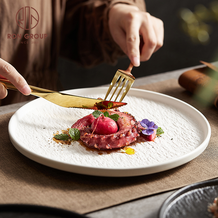 Luxury Round Ceramic Dinner Plates for Western Restaurant Steak & Wedding Service